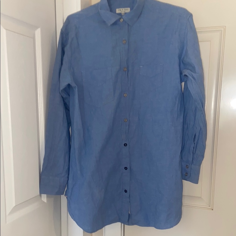 Rag & Bone Chambray Denim Button Down Dress SZ 2 - Picture 2 of 6